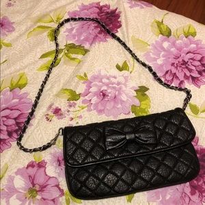 Black Quilted Purse With Bow